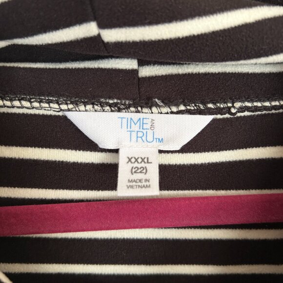 Plus Size Time and Tru Black & White Striped Cowl Neck Sweater (XXL / 22W) - Picture 2 of 10